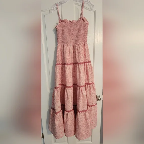 Entro Boutique Pink Flower Strappy Maxi Dress - Picture 1 of 6